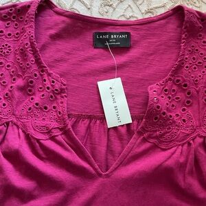 Lane Bryant Fuchsia Eyelet Blouse
